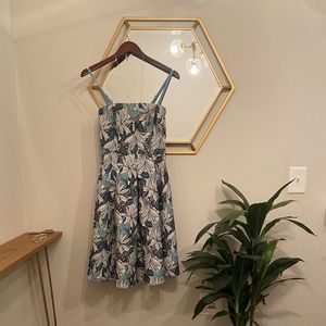 Green Hawaiian flower midi dress for weddings or special events